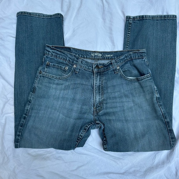 LEVI’S Signature Men's Dark Blue Straight Jeans Size 34/30 Dadcore - Picture 7 of 10